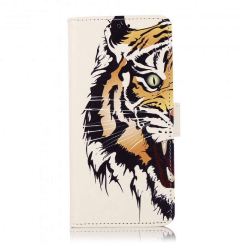 Leren Hoesje Voor Moto G50 Fierce Tiger