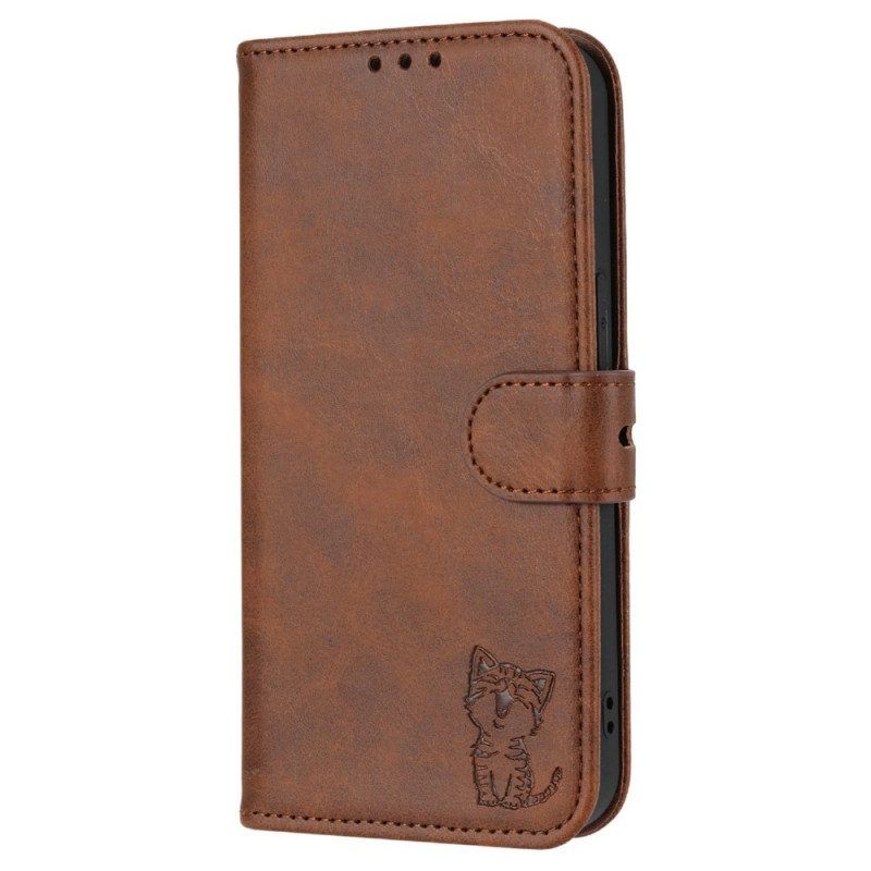 Leren Hoesje voor iPhone 14 Katje