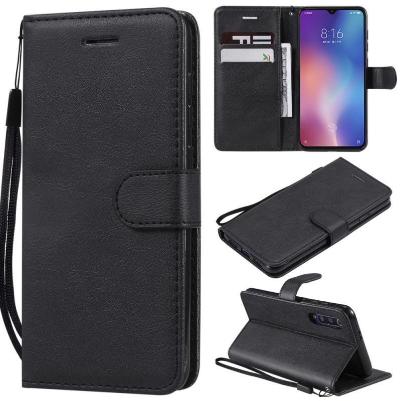 Leren Hoesje Xiaomi Mi 9 SE Zwart Stijl Leren Riem