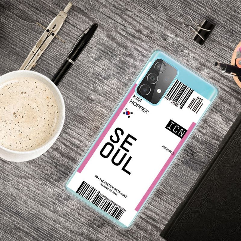 Case Hoesje Samsung Galaxy A32 5G Lichtpaars Roze Telefoonhoesje Instapkaart Naar Seoul