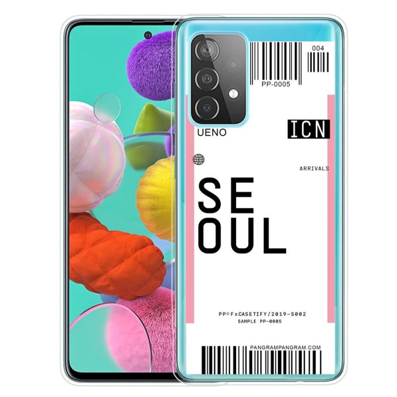 Case Hoesje Samsung Galaxy A32 5G Lichtpaars Roze Telefoonhoesje Instapkaart Naar Seoul