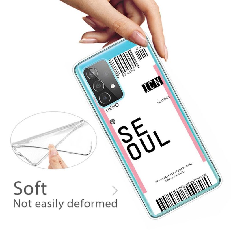 Case Hoesje Samsung Galaxy A32 5G Lichtpaars Roze Telefoonhoesje Instapkaart Naar Seoul