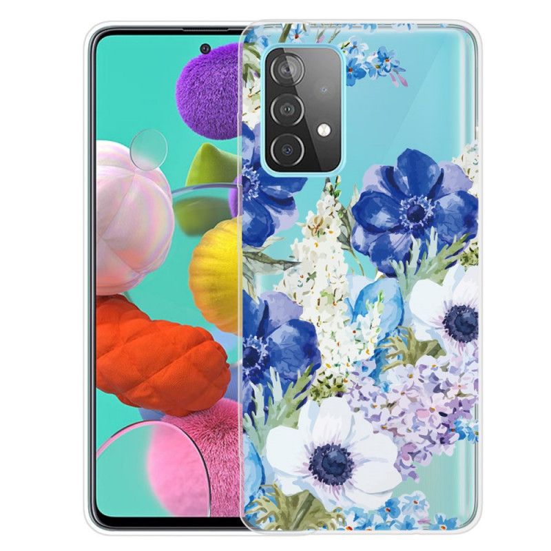 Case Hoesje Samsung Galaxy A32 5G Telefoonhoesje Aquarel Blauwe Bloemen