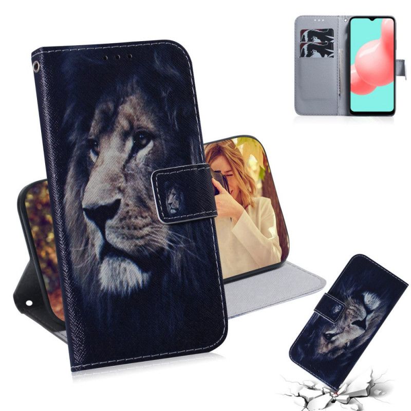 Cover Folio-hoesje Samsung Galaxy A32 5G Telefoonhoesje Dromende Leeuw