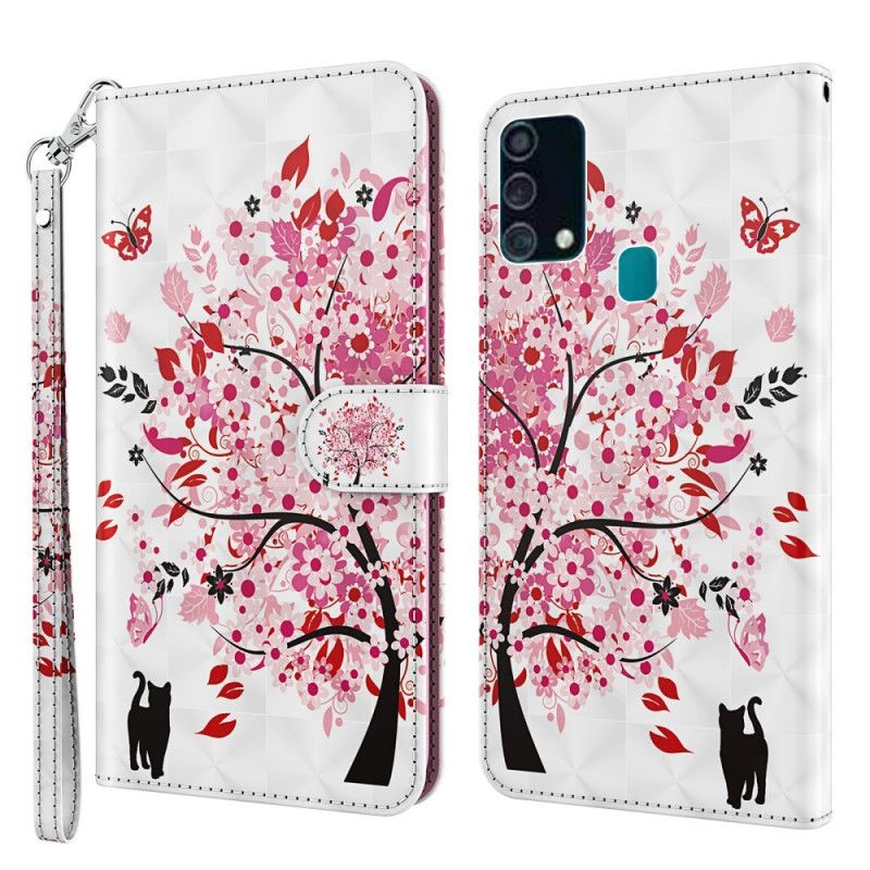 Cover Folio-hoesje Samsung Galaxy A32 5G Telefoonhoesje Lichtvlek Roze Boom