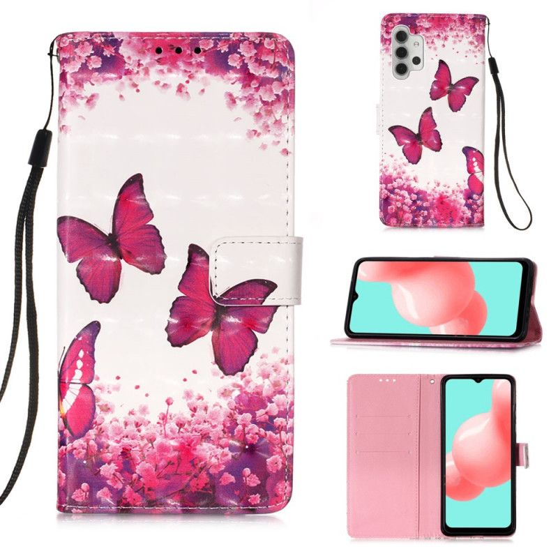 Cover Folio-hoesje Samsung Galaxy A32 5G Telefoonhoesje Rode Vlinders