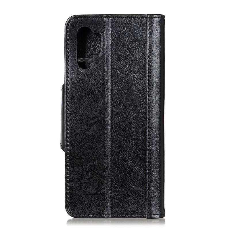 Cover Folio-hoesje Samsung Galaxy A32 5G Wit Zwart Telefoonhoesje Mat Imitatieleer Zilveren Sluiting