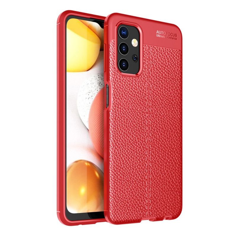 Cover Hoesje Samsung Galaxy A32 5G Rood Zwart Telefoonhoesje Dubbellijns Lychee Leereffect