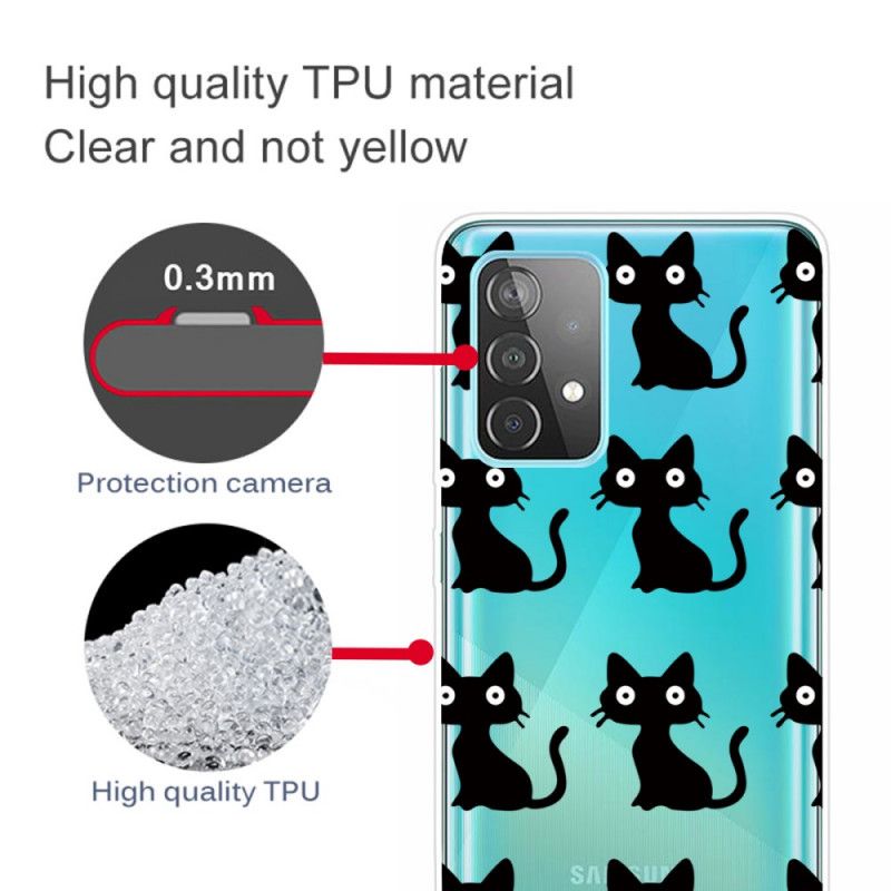 Cover Hoesje Samsung Galaxy A32 5G Telefoonhoesje Meerdere Zwarte Katten