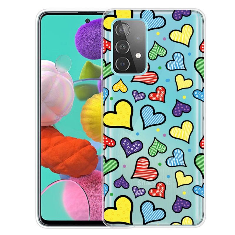 Cover Hoesje Samsung Galaxy A32 5G Telefoonhoesje Veelkleurige Harten