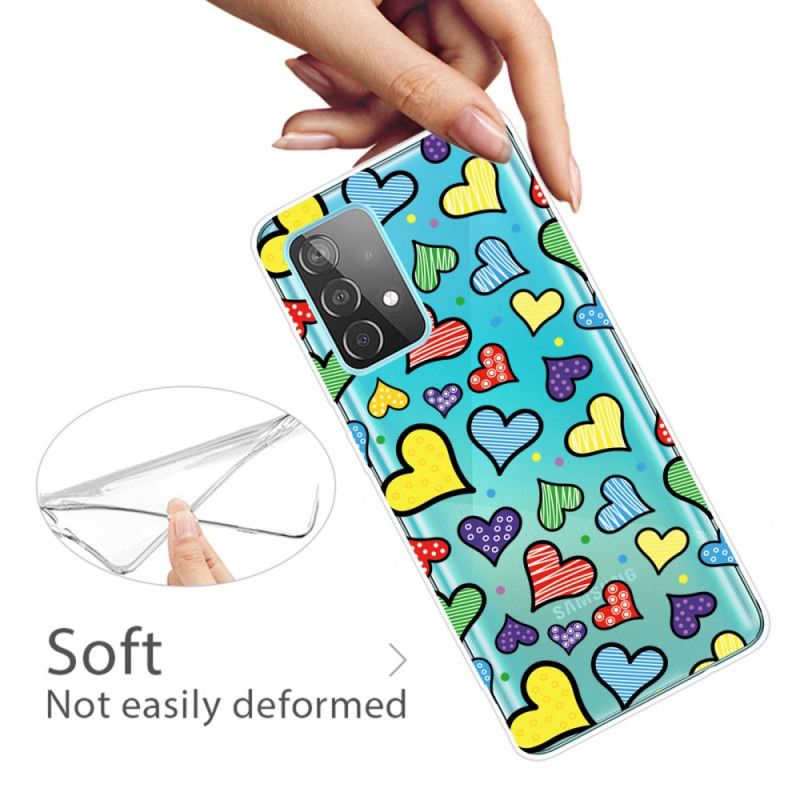 Cover Hoesje Samsung Galaxy A32 5G Telefoonhoesje Veelkleurige Harten