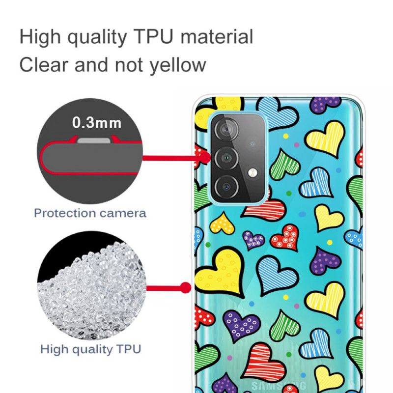 Cover Hoesje Samsung Galaxy A32 5G Telefoonhoesje Veelkleurige Harten