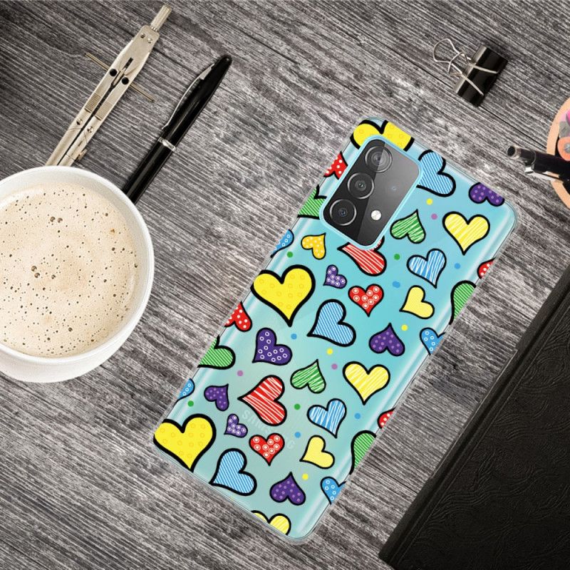 Cover Hoesje Samsung Galaxy A32 5G Telefoonhoesje Veelkleurige Harten