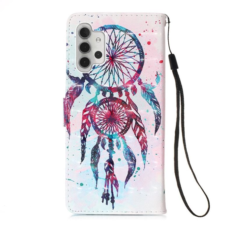 Flip Case Leren Samsung Galaxy A32 5G Beige Rood Aquarel Dromenvanger