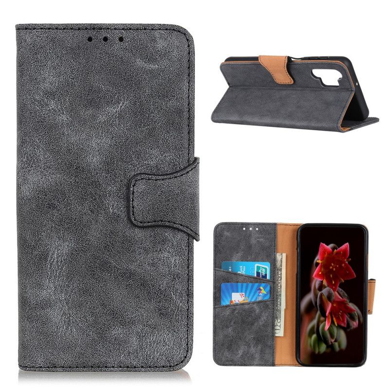 Flip Case Leren Samsung Galaxy A32 5G Bruin Zwart Vintage Splitleer