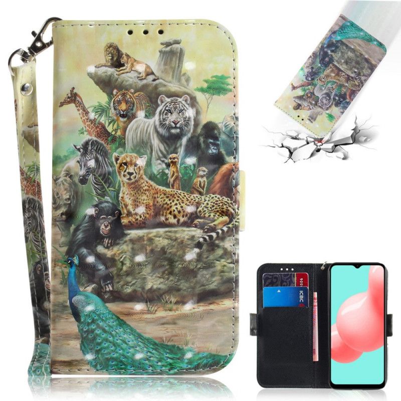 Flip Case Leren Samsung Galaxy A32 5G Safaridieren Met String