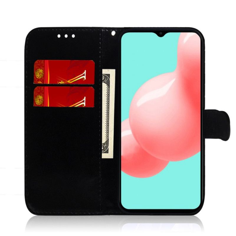 Flip Case Leren Samsung Galaxy A32 5G Wit Zwart Kunstlederen Spiegelkap