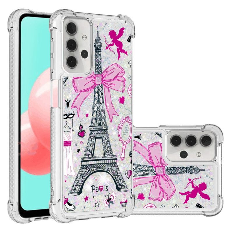 Hoesje Samsung Galaxy A32 5G Telefoonhoesje De Eiffeltoren Glitter