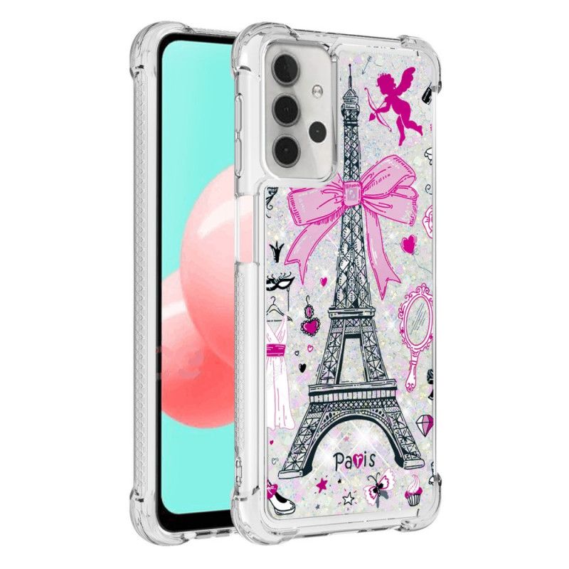 Hoesje Samsung Galaxy A32 5G Telefoonhoesje De Eiffeltoren Glitter