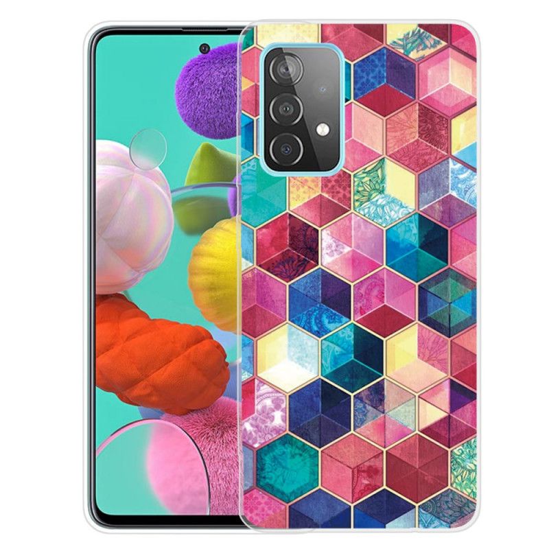 Hoesje voor Samsung Galaxy A32 5G Donkerrood Roze Schilderij