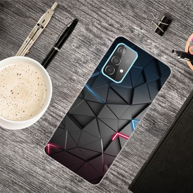 Hoesje voor Samsung Galaxy A32 5G Roze Grijs Flexibele Geometrie