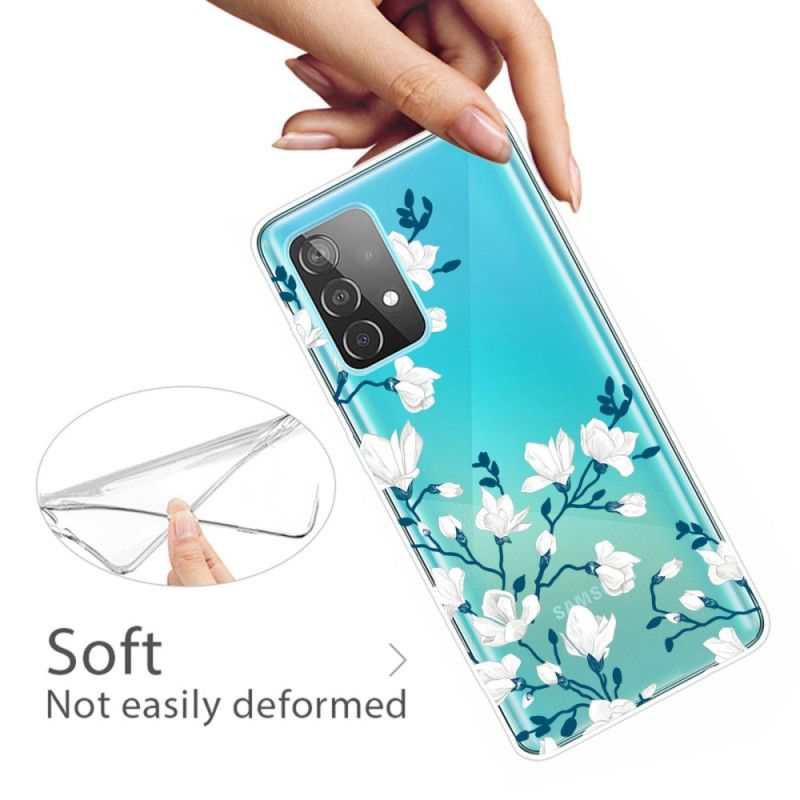 Hoesje voor Samsung Galaxy A32 5G Witte Bloemen