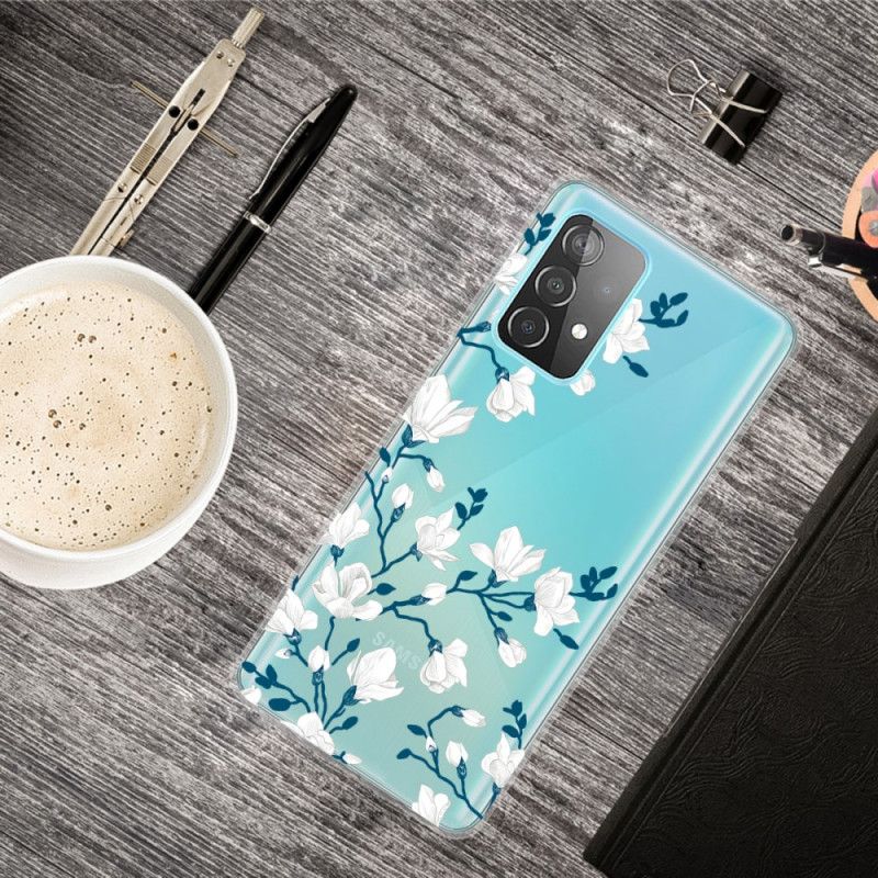 Hoesje voor Samsung Galaxy A32 5G Witte Bloemen