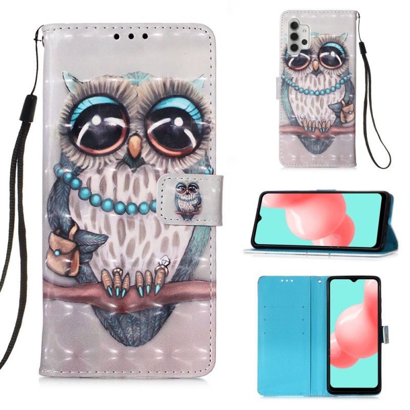 Leren Hoesje Samsung Galaxy A32 5G Juffrouw Uil Met String