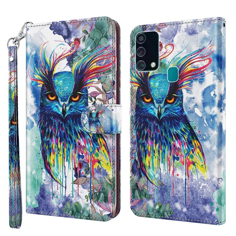 Leren Hoesje Samsung Galaxy A32 5G Lichtvlek Aquarel Vogel