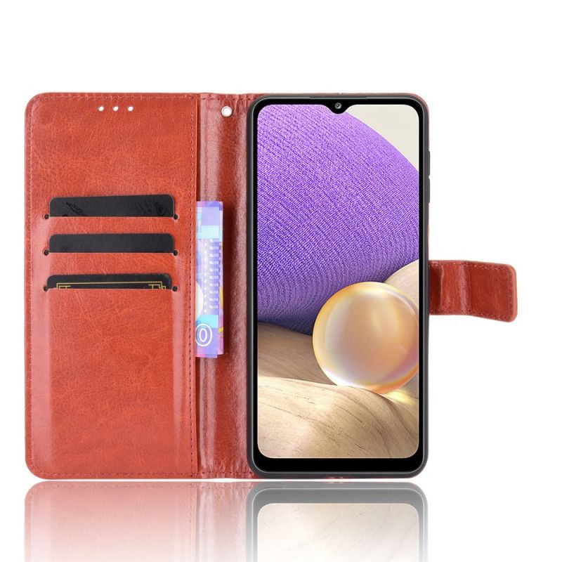 Leren Hoesje Samsung Galaxy A32 5G Rood Zwart Flitsend Kunstleer