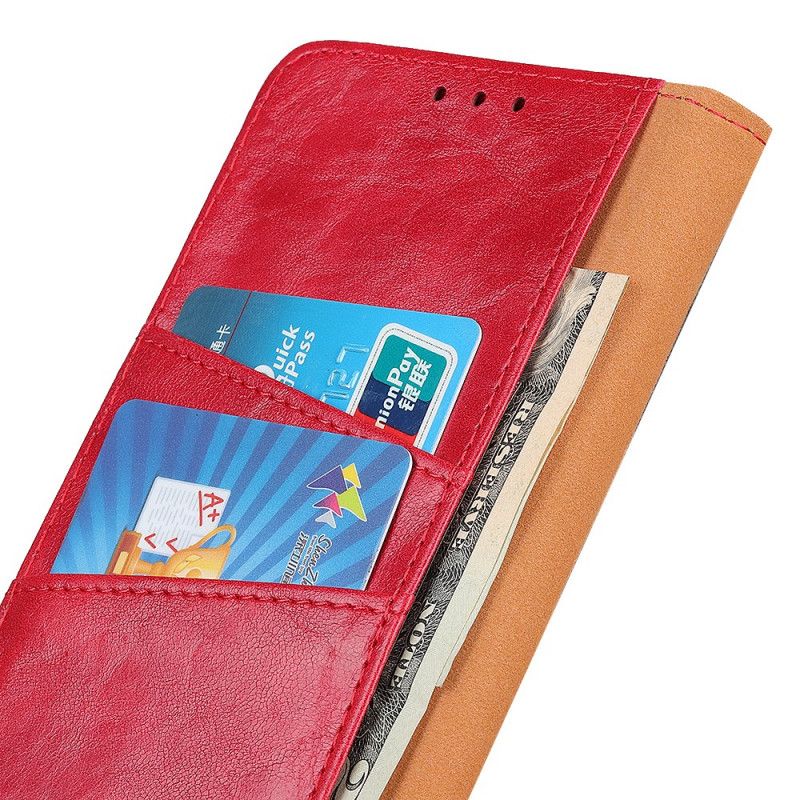 Leren Hoesje Samsung Galaxy A32 5G Rood Zwart Omkeerbare Splitlederen Sluiting