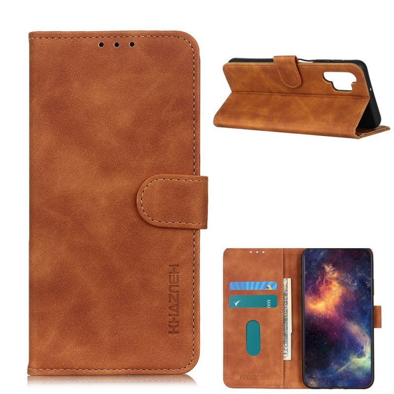 Leren Hoesje Samsung Galaxy A32 5G Rood Zwart Telefoonhoesje Vintage Khazneh Leereffect