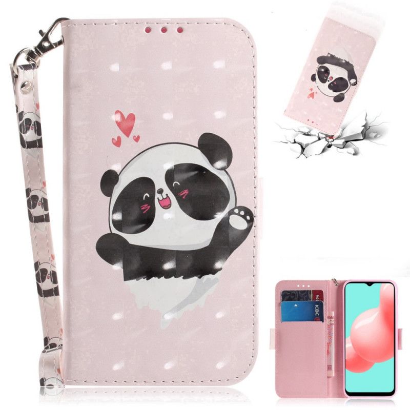 Leren Hoesje Samsung Galaxy A32 5G Telefoonhoesje Panda Love Met String