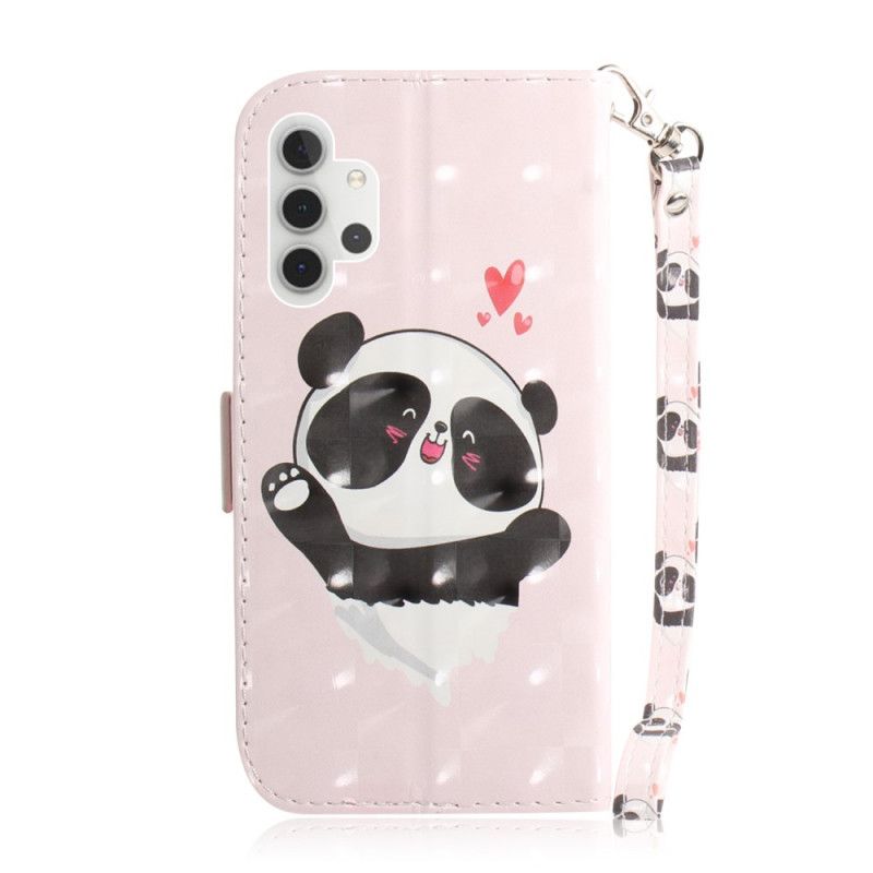 Leren Hoesje Samsung Galaxy A32 5G Telefoonhoesje Panda Love Met String