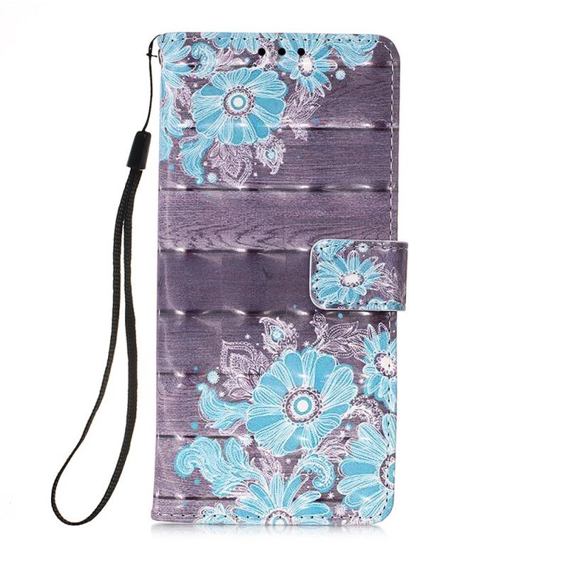 Leren Hoesje voor Samsung Galaxy A32 5G Blauwe Bloemen