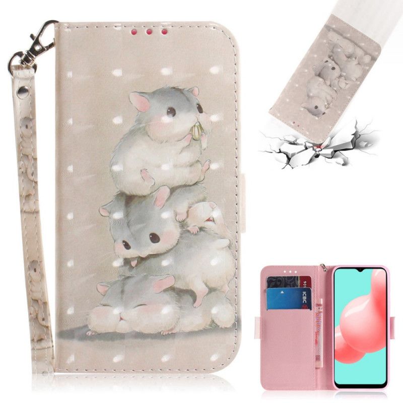 Leren Hoesje voor Samsung Galaxy A32 5G Hamsters Met String