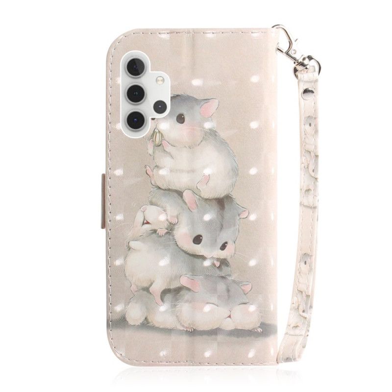 Leren Hoesje voor Samsung Galaxy A32 5G Hamsters Met String