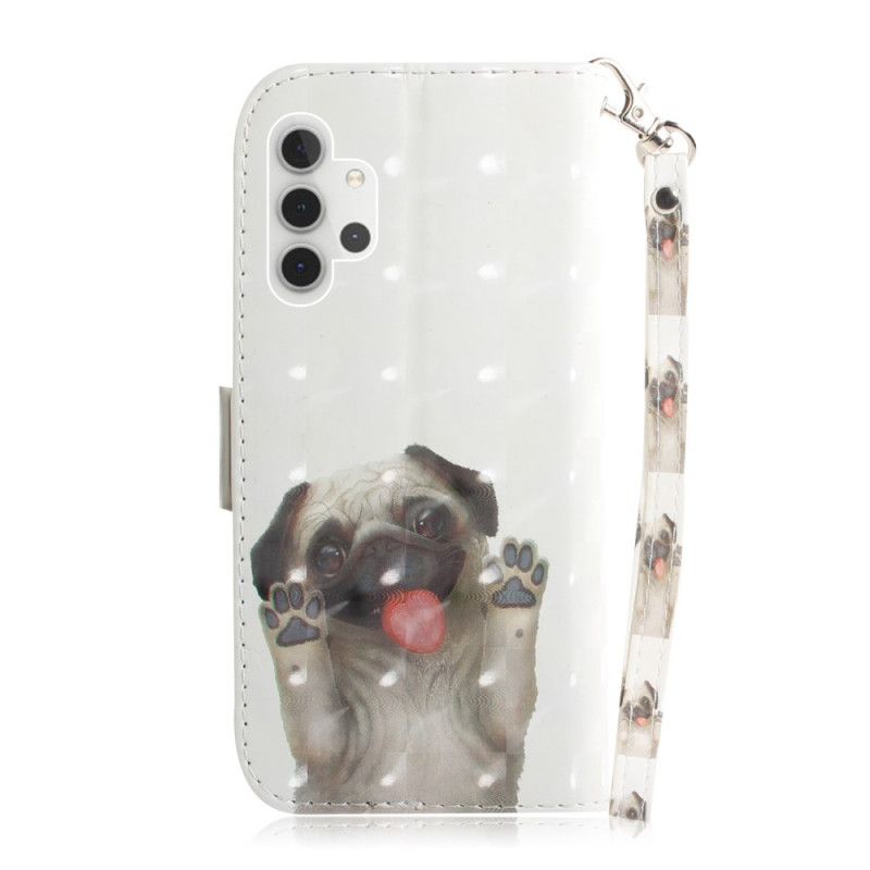 Leren Hoesje voor Samsung Galaxy A32 5G Hou Van Mijn Hond Met String