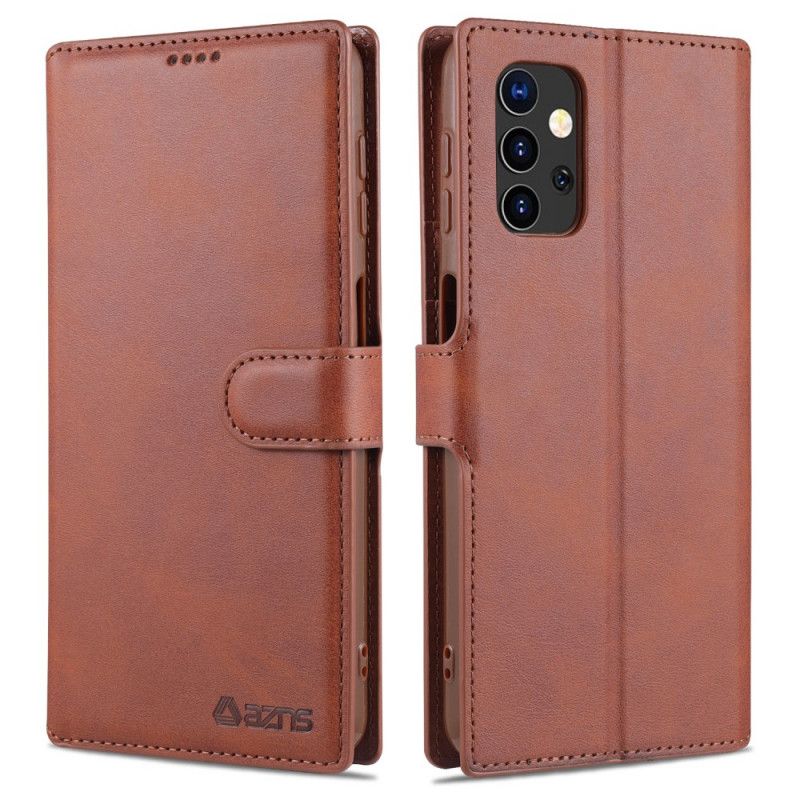 Leren Hoesje voor Samsung Galaxy A32 5G Rood Zwart Retro Azns