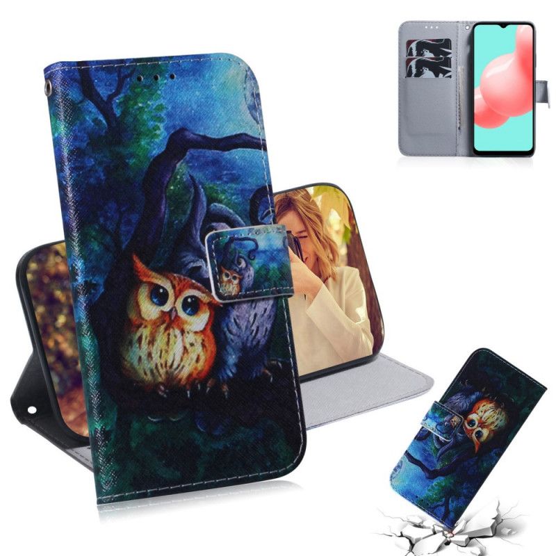 Leren Hoesje voor Samsung Galaxy A32 5G Uil Schilderij