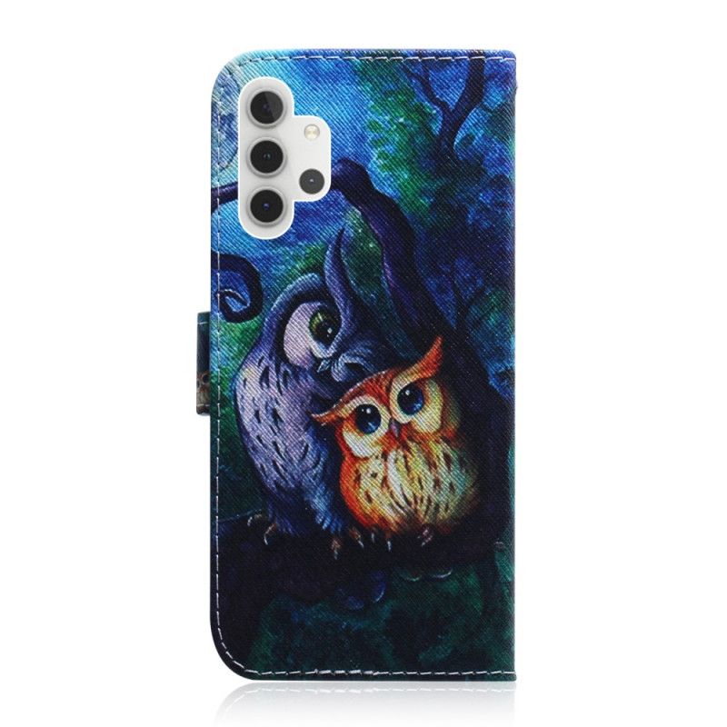 Leren Hoesje voor Samsung Galaxy A32 5G Uil Schilderij