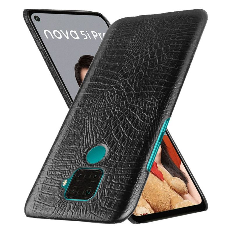 Case Hoesje Huawei Mate 30 Lite Rood Zwart Telefoonhoesje Krokodillenhuidstijl