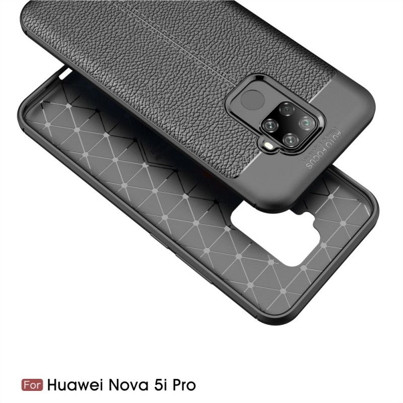 Cover Hoesje Huawei Mate 30 Lite Rood Zwart Telefoonhoesje Dubbellijns Lychee Leereffect