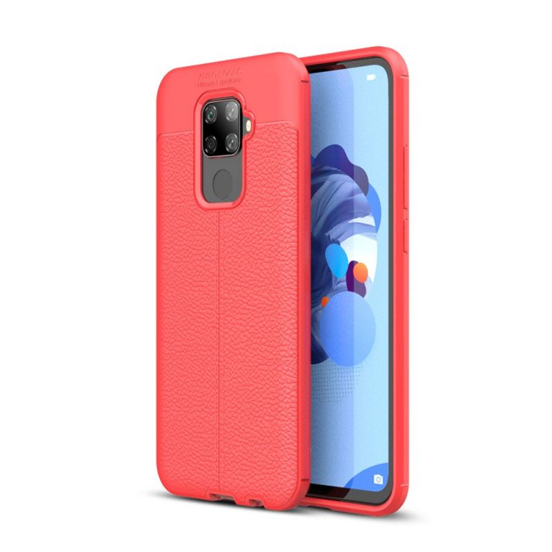 Cover Hoesje Huawei Mate 30 Lite Rood Zwart Telefoonhoesje Dubbellijns Lychee Leereffect