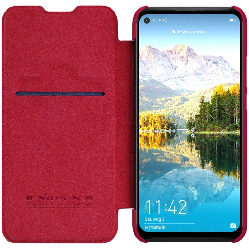 Folio-hoesje voor Huawei Mate 30 Lite Bruin Rood Nillkin Qin-Reeks