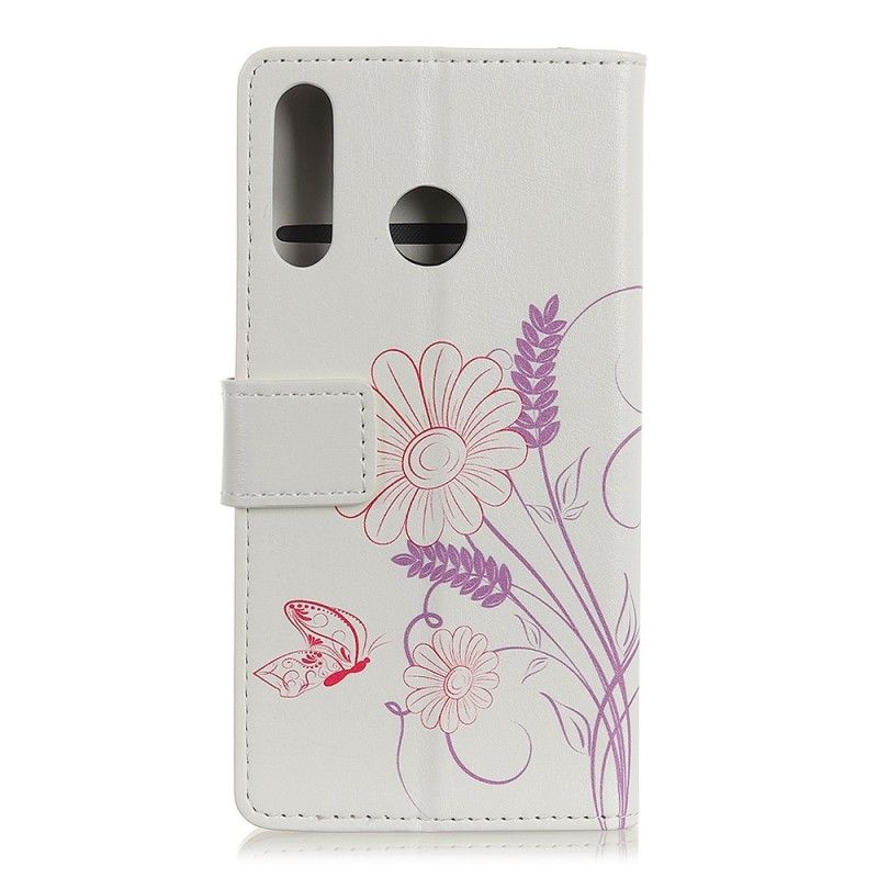 Flip Case Leren Honor 9X Vlinders En Bloemen Tekenen