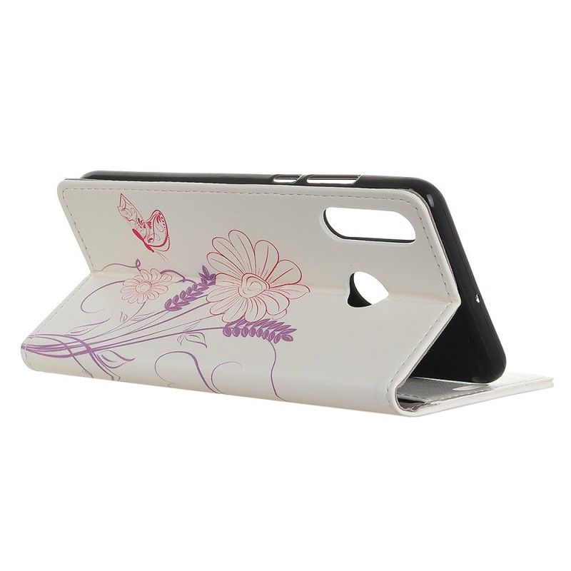 Flip Case Leren Honor 9X Vlinders En Bloemen Tekenen