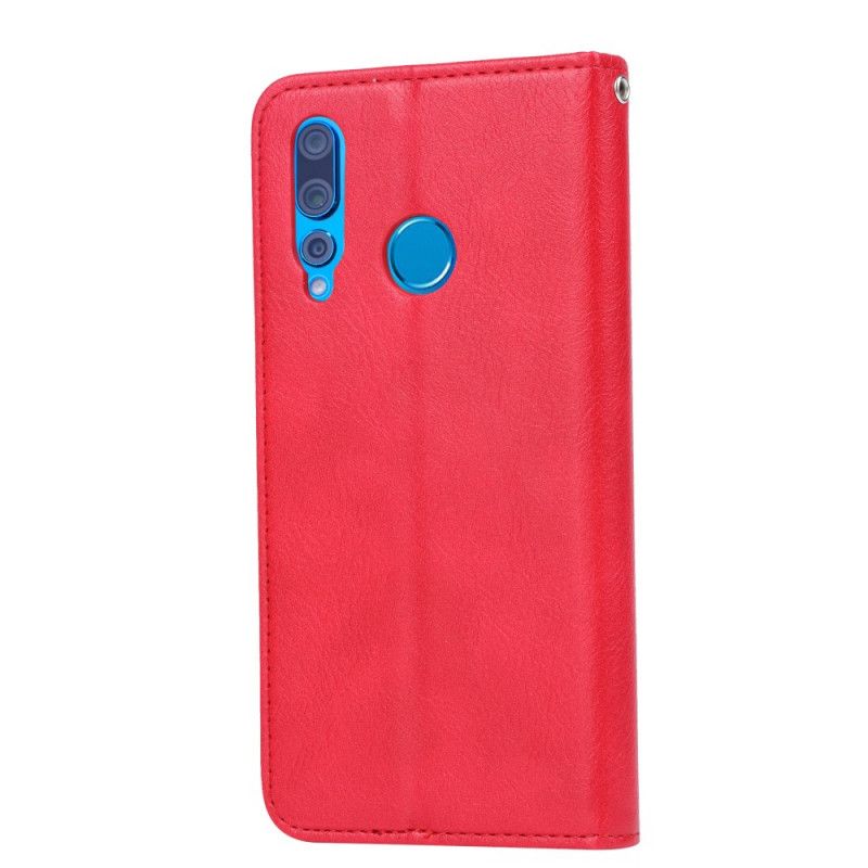 Folio-hoesje voor Honor 9X Rood Zwart Kaarthouder Van Imitatieleer