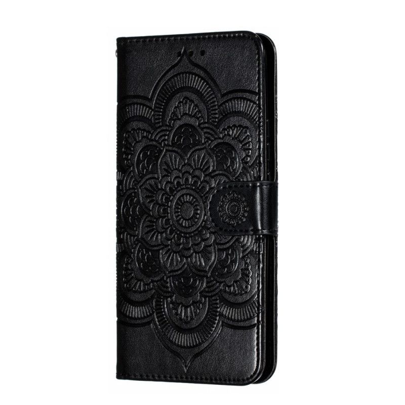 Leren Hoesje Honor 9X Grijs Zwart Telefoonhoesje Hele Mandala Met String