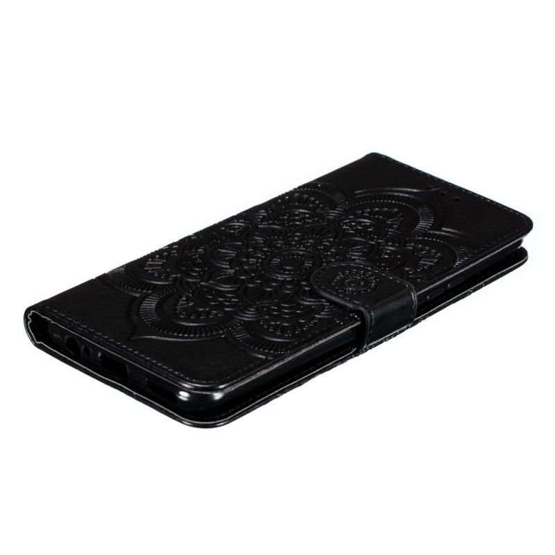 Leren Hoesje Honor 9X Grijs Zwart Telefoonhoesje Hele Mandala Met String